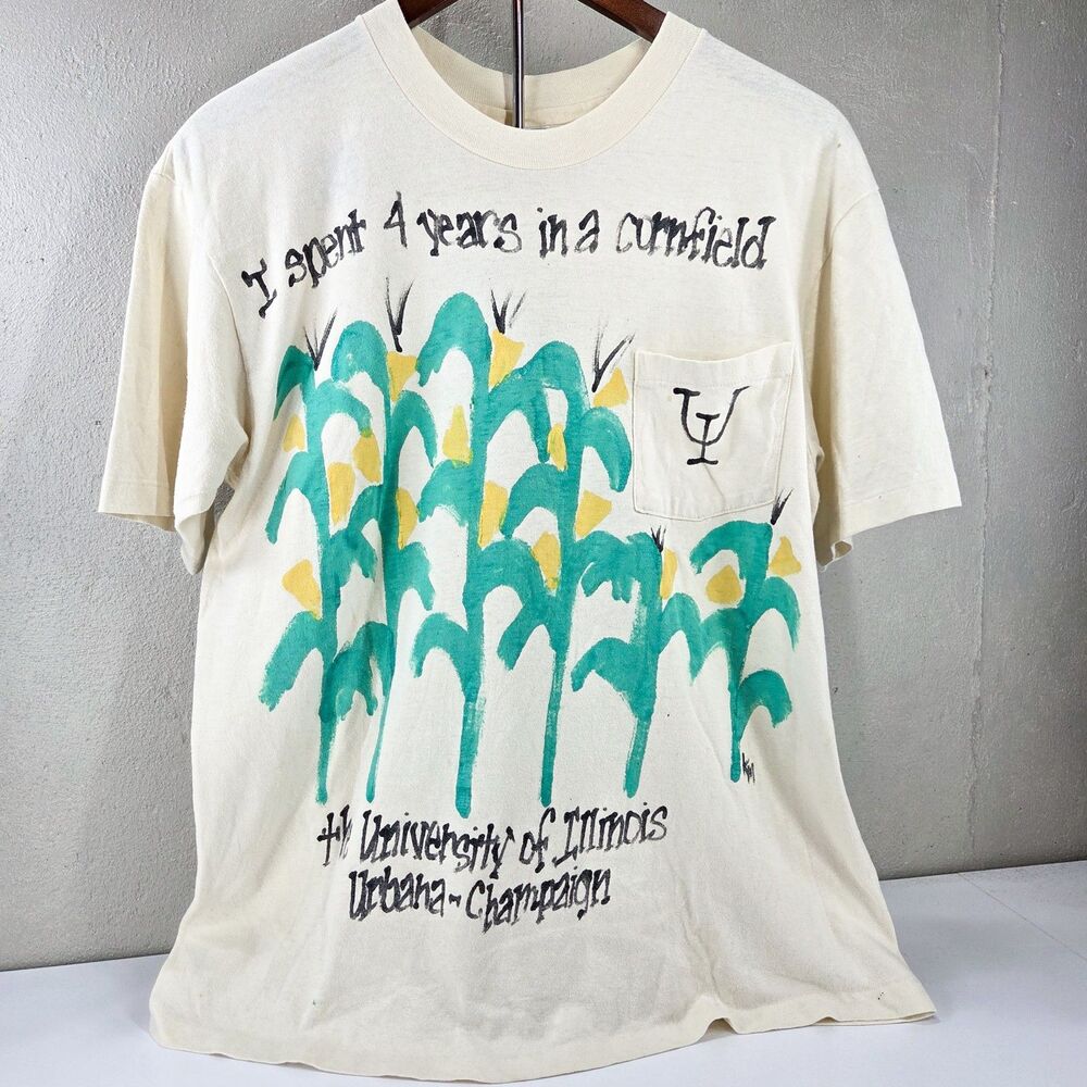 Vintage 90s Hanes Beefy-T University of Illinois Urbana-Champaign Pocket Tee Sz